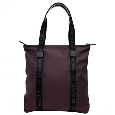 Salvatore Ferragamo サルヴァトーレフェラガモ トートバッグ 肩掛け ナイロン レザー パープル 紫
ブラック 黒 シルバー金具 レディース【中古品】