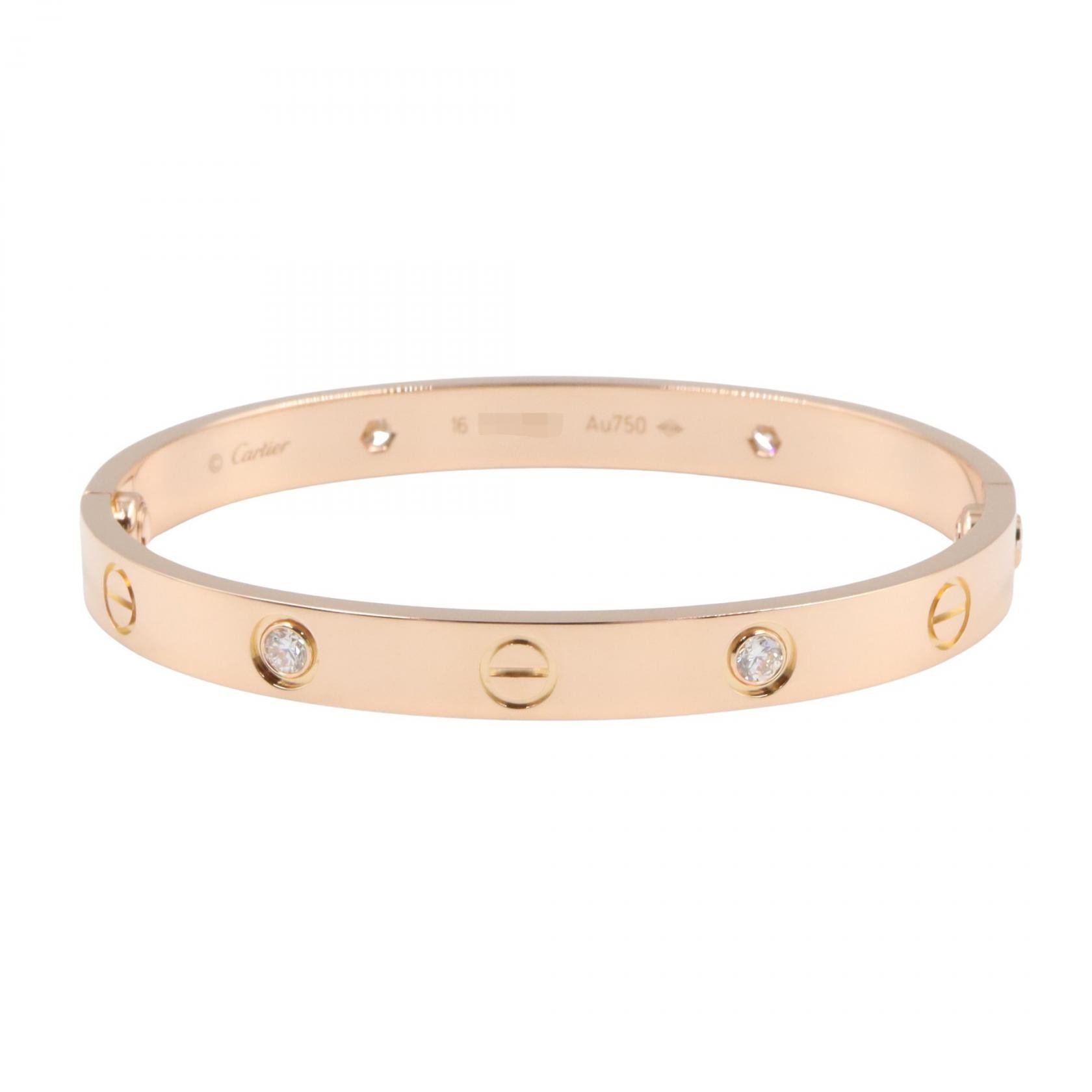 カルティエ CARTIER ラブブレス 4PD ブレスレット アクセサリー K18PG(ピンクゴールド) ダイヤモンド レディース ゴールド系 / クリア系 B6070017 【中古】