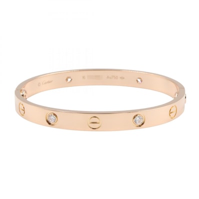 カルティエ CARTIER ラブブレス 4PD ブレスレット アクセサリー K18PG(ピンクゴールド) ダイヤモンド レディース ゴールド系 / クリア系 B6070017 【中古】
