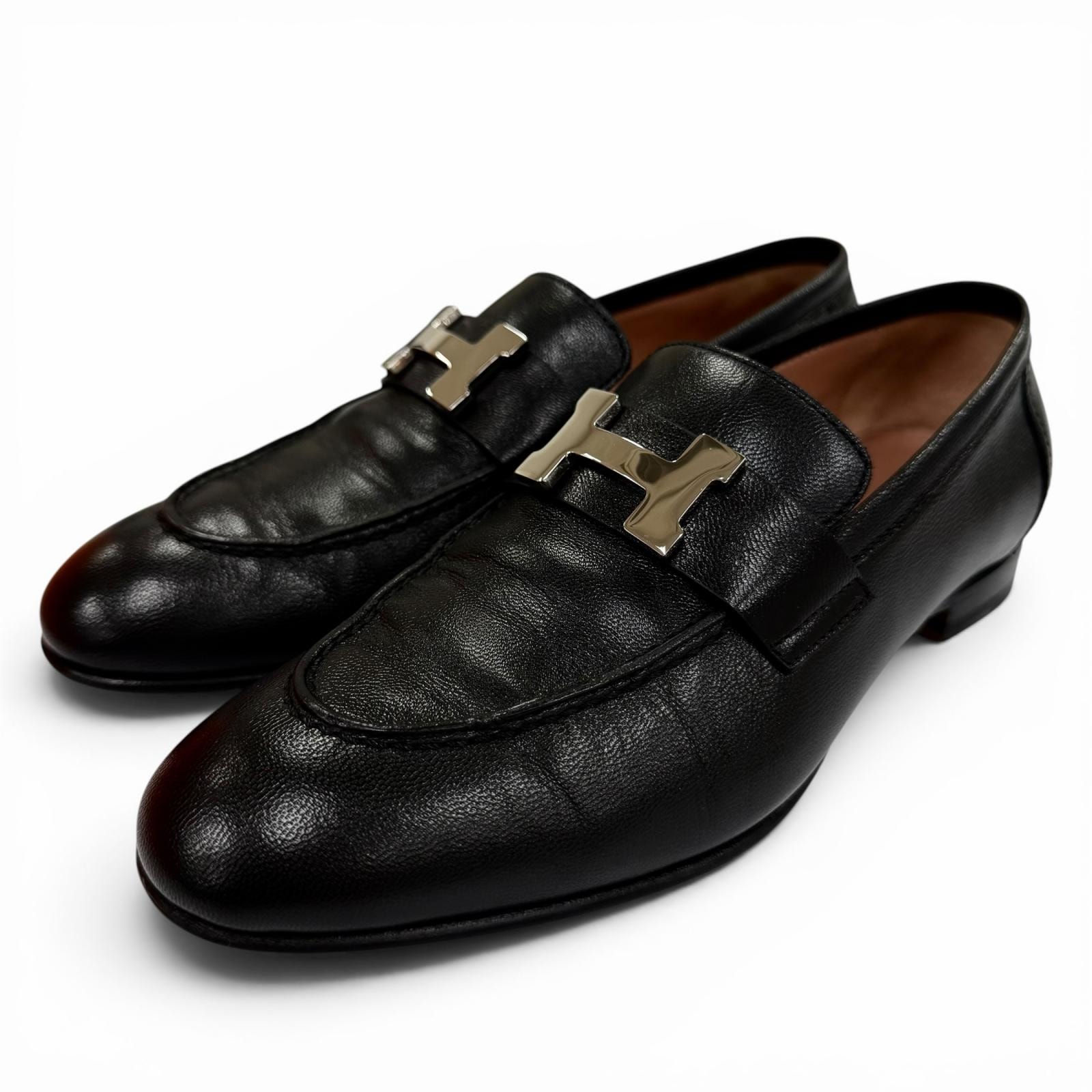 美品 エルメス ローファー モカシン パリ コンスタンス ブラック 34