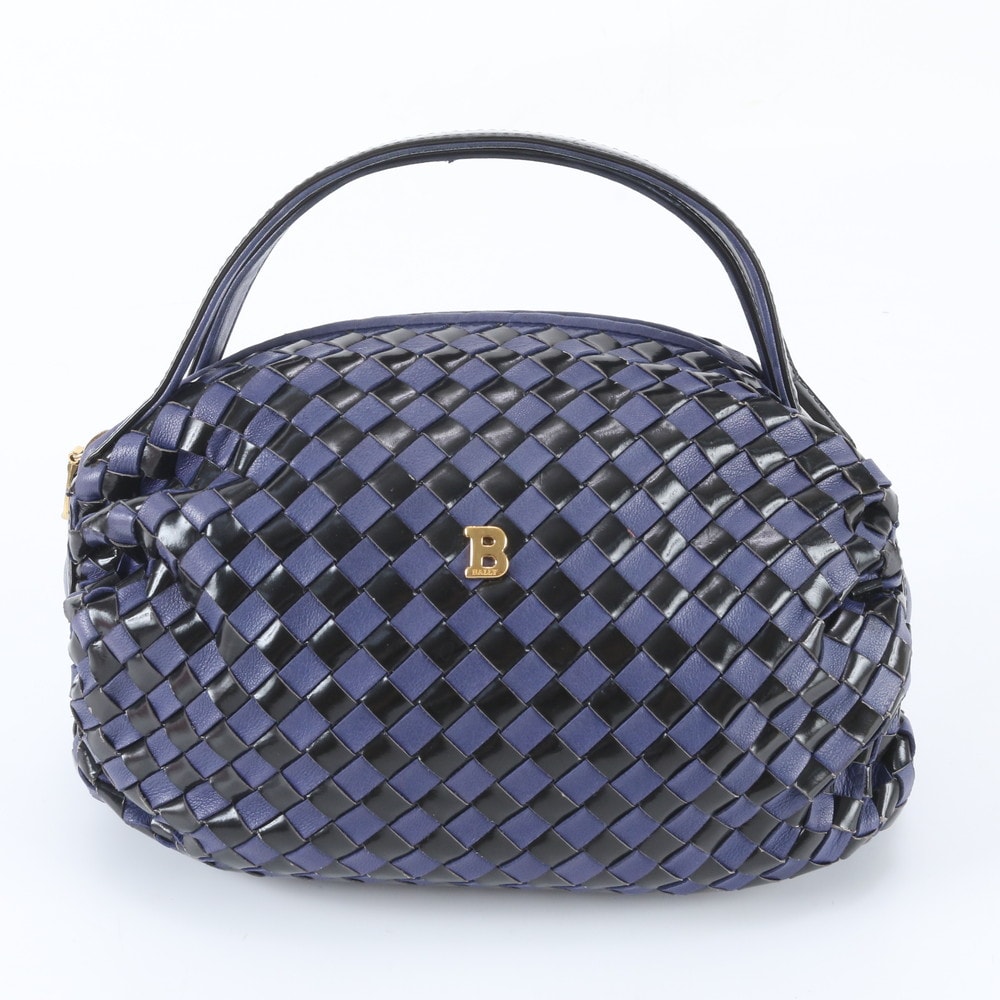 ■美品 バリー 編み込みハンドバッグ レザー