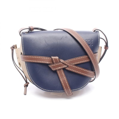 ロエベ LOEWE ゲート スモール ショルダーバッグ バッグ レザー レディース ネイビー系 / ベージュ系 / ブラウン系 321.12.T20 【中古】