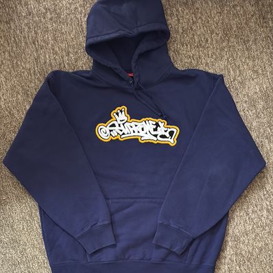 Supreme Handstyle Hooded Sweatshirt "Washed Navy"