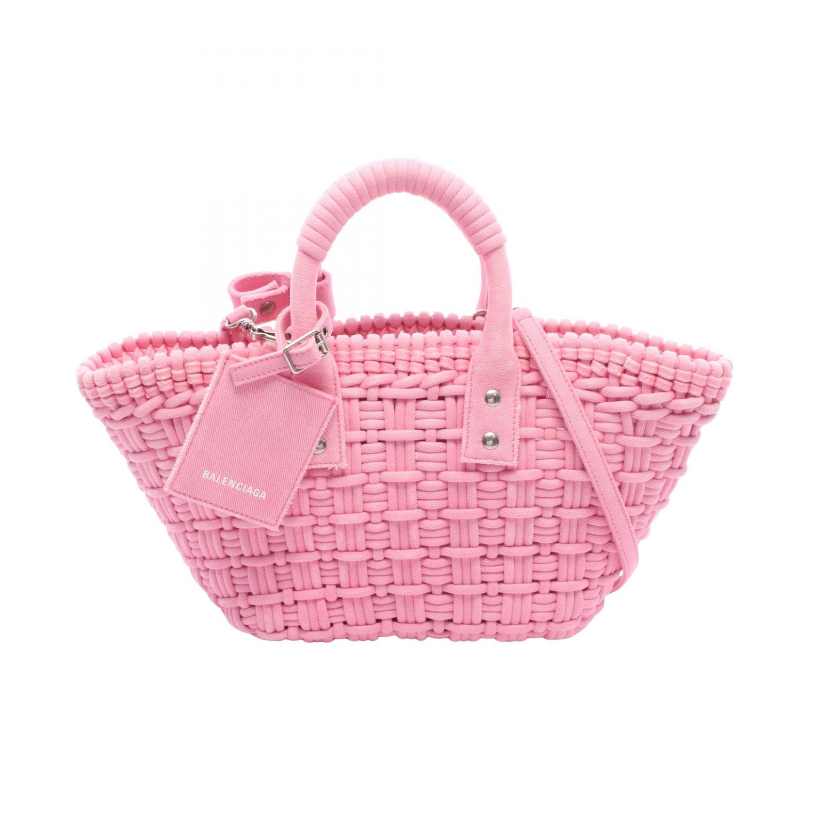 バレンシアガ BALENCIAGA BISTRO XS ビストロ バスケットバッグ 2WAY トートバッグ バッグ キャンバス レディース ピンク系 671342 【中古】
