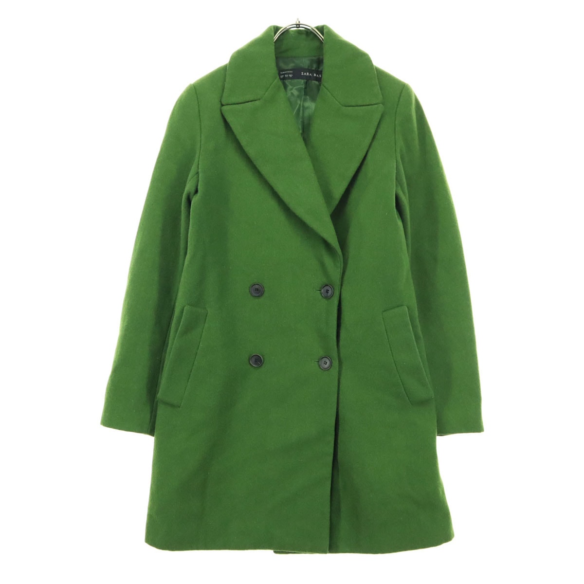 ZARA BASIC ザラベーシック 長袖 チェスターコート XS グリーン