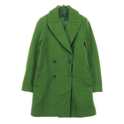 ZARA BASIC ザラベーシック 長袖 チェスターコート XS グリーン
