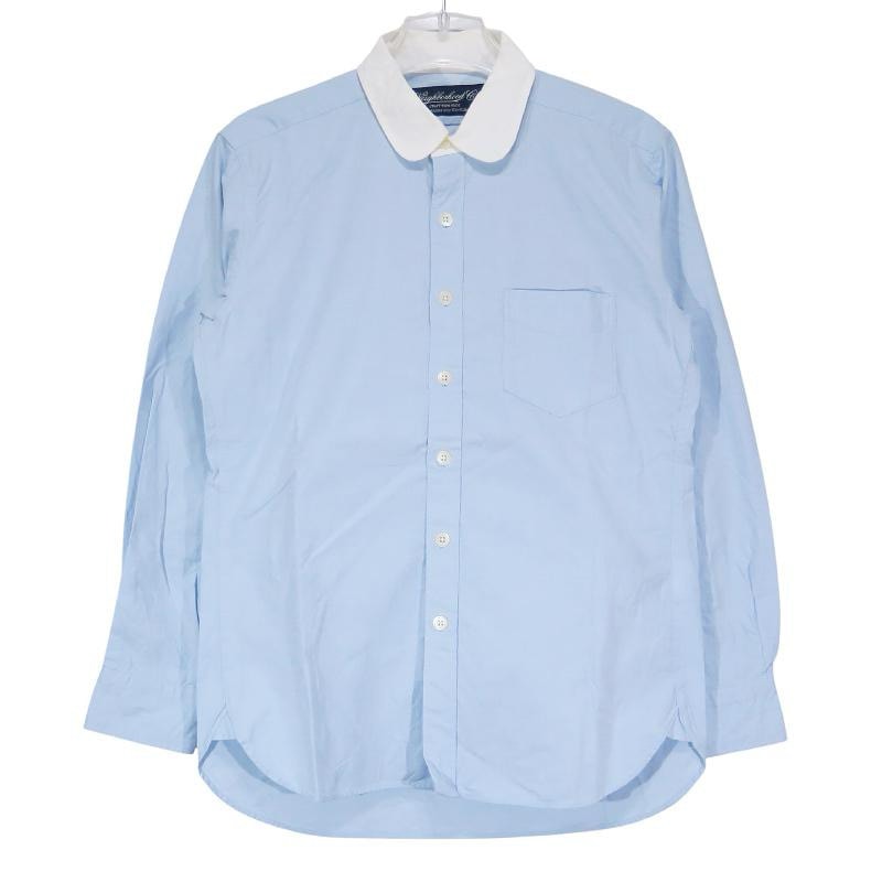 NEIGHBORHOOD ネイバーフッド 16SS TRAD/C-SHIRT.LS 161BENH-SHM04 トラッド コットン シャツ ロングスリーブ ブルー ラウンドカラー クレリックシャツ  長袖 サイズS