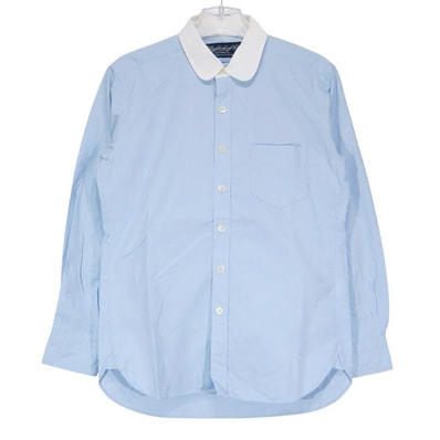 NEIGHBORHOOD ネイバーフッド 16SS TRAD/C-SHIRT.LS 161BENH-SHM04 トラッド コットン シャツ ロングスリーブ ブルー ラウンドカラー クレリックシャツ 長袖 サイズS
