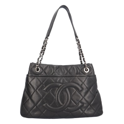 シャネル ココマーク マトラッセ トートバッグ キャビアスキン ブラック レディース CHANEL 中古