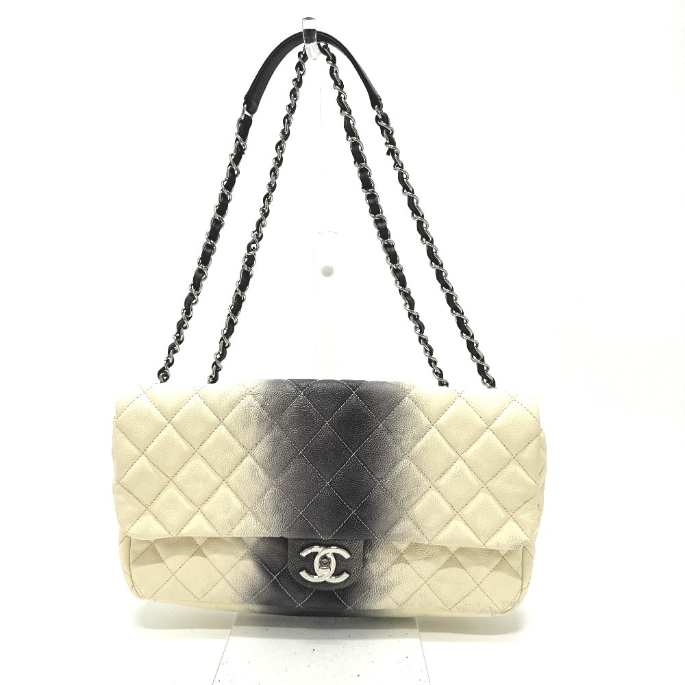 シャネル CHANEL マトラッセ キルティング CC ココマーク チェーンバッグ Wチェーン カバン ショルダーバッグ キャビアスキン ホワイト系