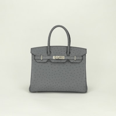 エルメス HERMES バーキン30 バーキン 30 バッグ トートバッグ オーストリッチ グリアガット Gris Agathe グレー Gray シルバー金具 ハンドバッグ エキゾチック