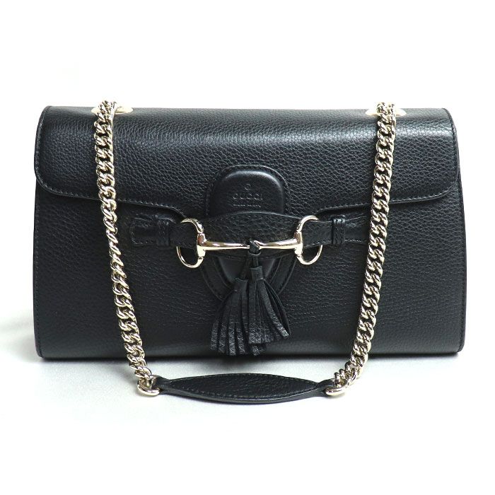 GUCCI グッチ エミリー チェーンショルダー ショルダーバッグ ブラック 295402 レディース【中古】