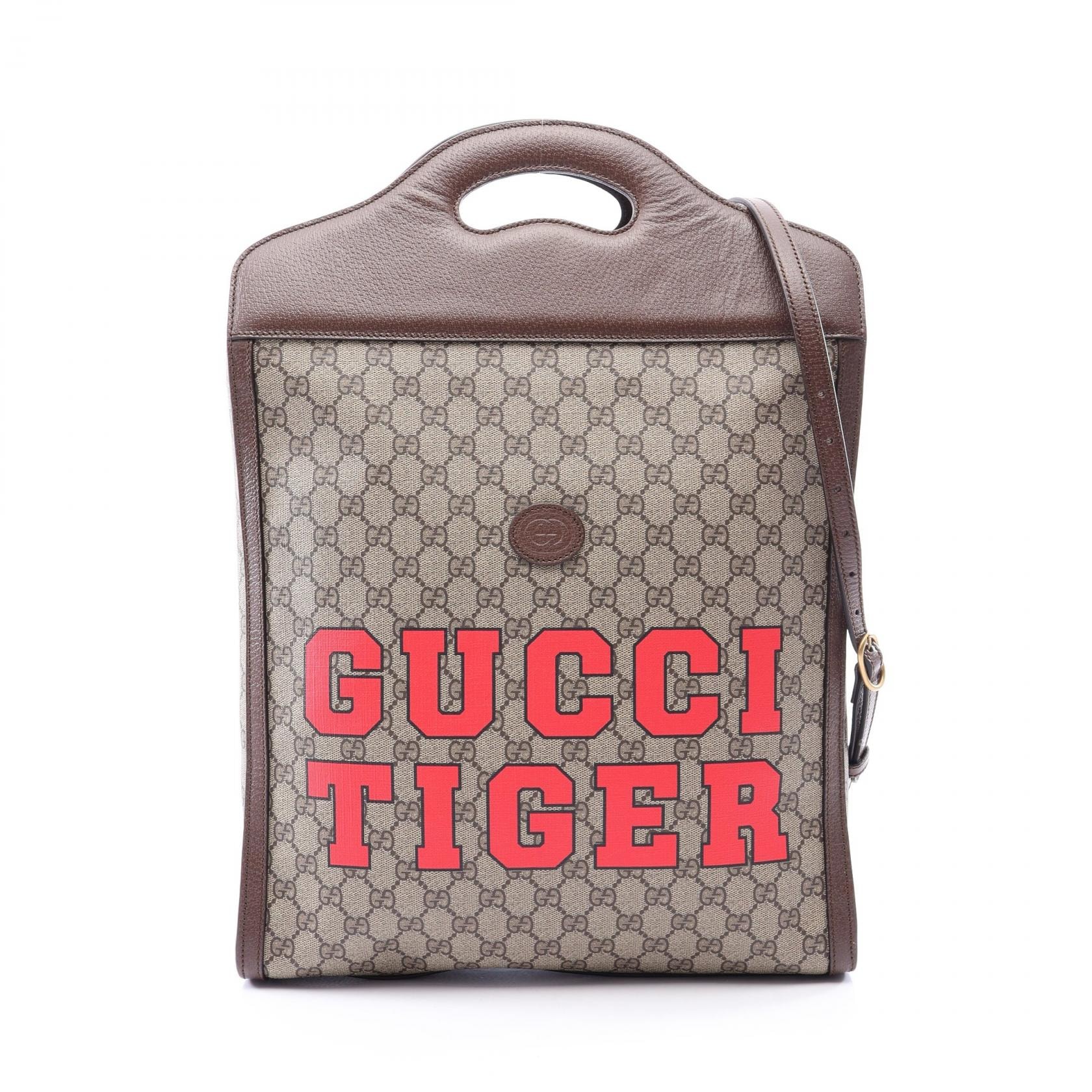 グッチ GUCCI GGスプリーム 2WAY トートバッグ バッグ PVCコーティングキャンバス レザー レディース ベージュ系 / ブラウン系 688497 【中古】