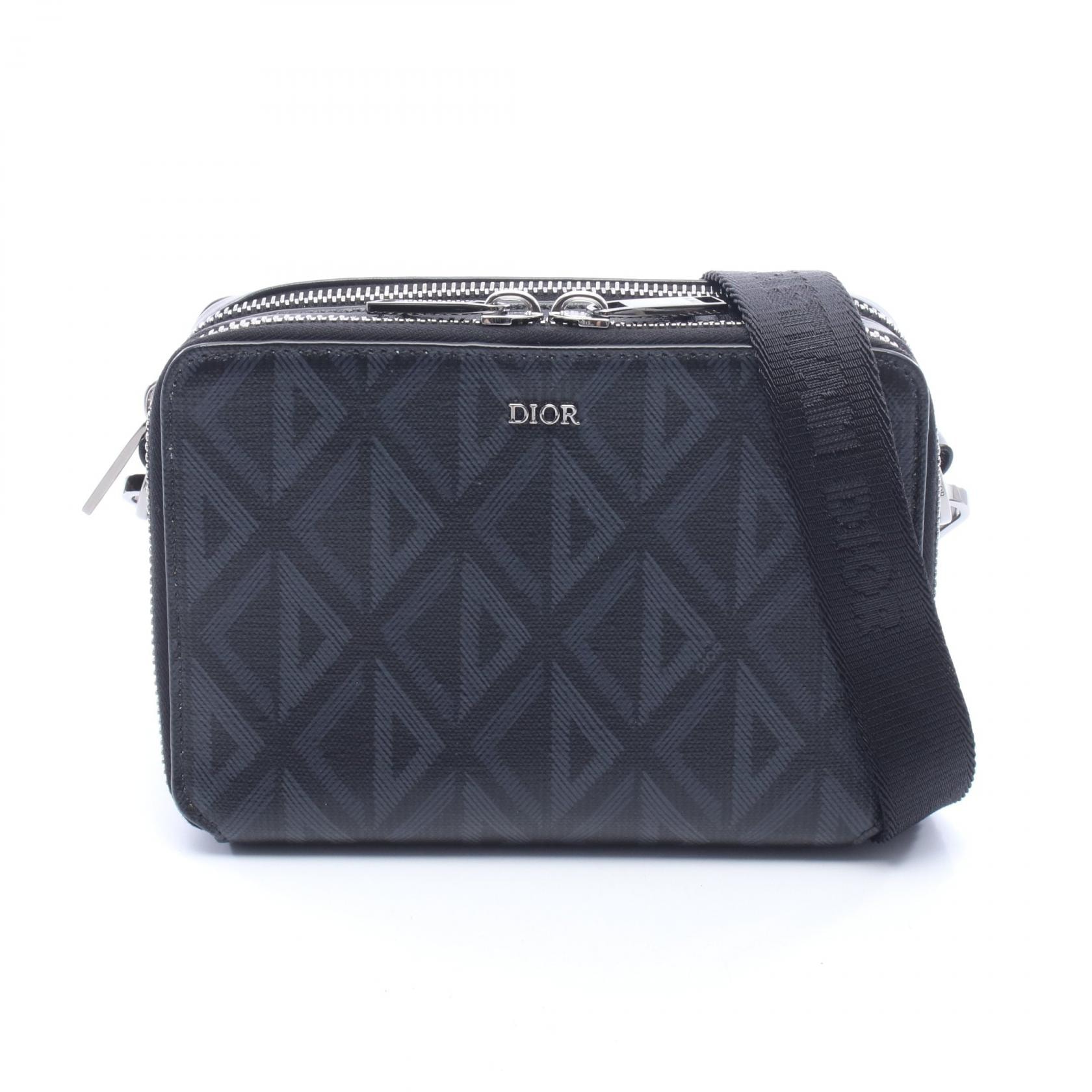 ディオール Dior CDダイヤモンド メッセンジャーポーチ ショルダーバッグ バッグ PVCコーティングキャンバス レザー メンズ ブラック系 コーティングキャンバス 【中古】