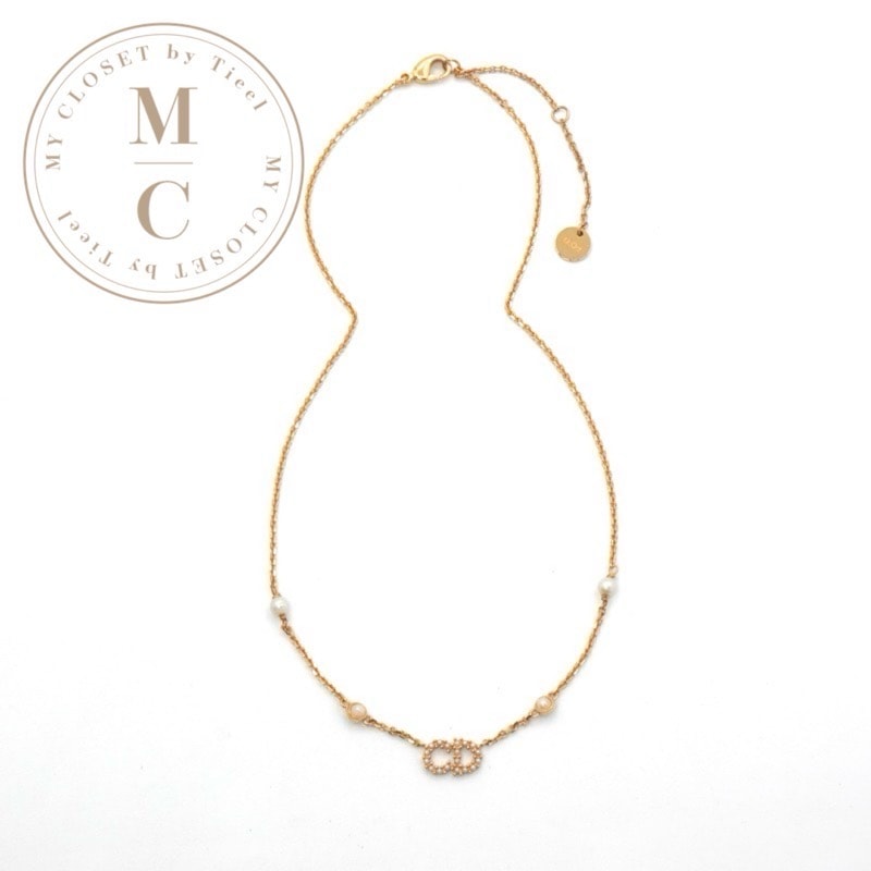 クリスチャンディオール CHRISTIAN DIOR ClairDLune ネックレス ペンダント チョーカー ゴールド CDロゴ