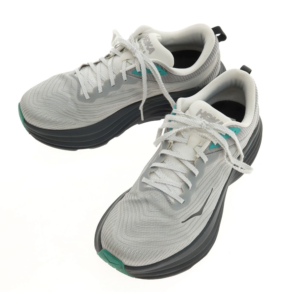 【中古】ホカ オネ オネ HOKA ONE ONE BONDI 8 合成繊維 スニーカー ライトグレー【サイズ28.5】【メンズ】