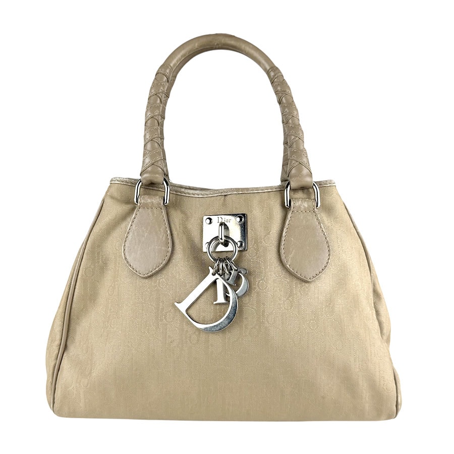 クリスチャンディオール Christian Dior ハンドバッグ ナイロンキャンバス ベージュ レディース【中古】 z8135