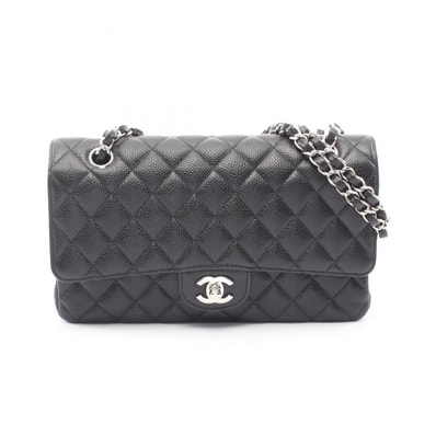 シャネル CHANEL マトラッセ Wフラップ ショルダーバッグ バッグ カーフ(牛革) レディース ブラック系 【中古】