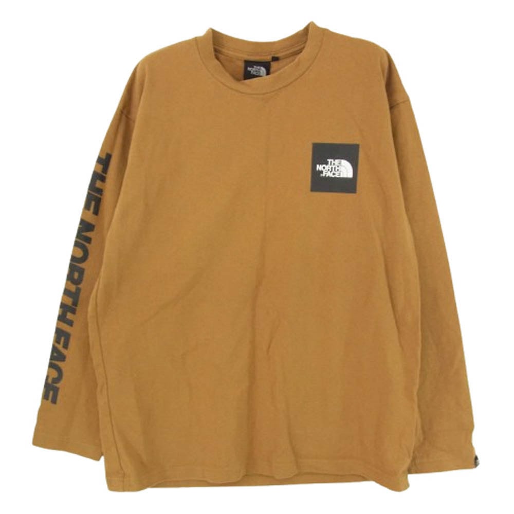 THE NORTH FACE ノースフェイス カットソー NT81931 L/S SQUARE Logo TEE アームロゴ プリント 長袖 カットソー ライトブラウン系 M【中古】