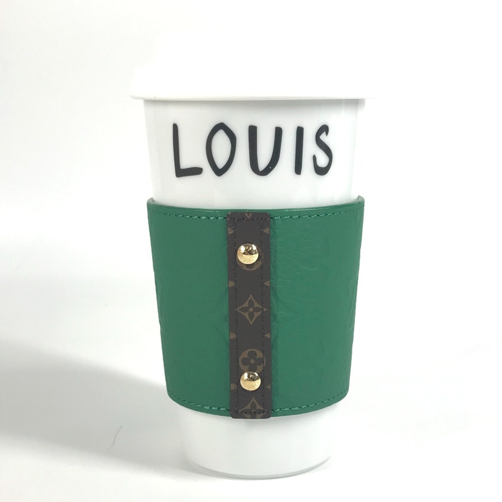 ルイヴィトン LOUIS VUITTON モノグラム カップ ルイ スリーブ付き GI0909 コップ インテリア タンブラー 陶器 グリーン 未使用
