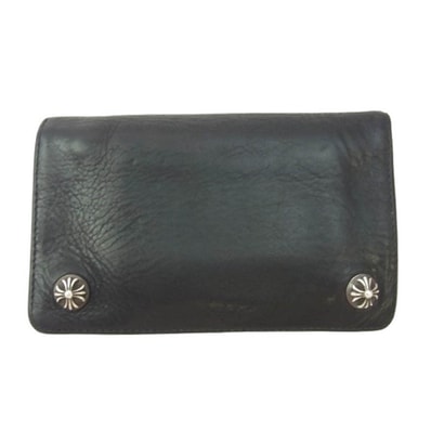 Chrome Hearts 1 Zip Cross Button Leather Wallet "Black"