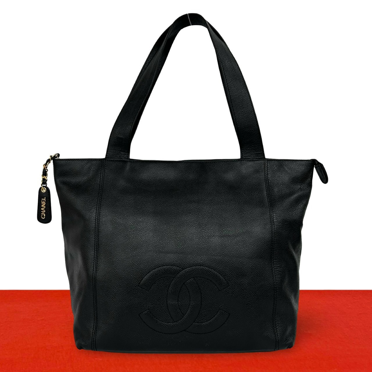 CHANEL シャネル ココマーク キャビアスキン トートバッグ ブラック
 335-1