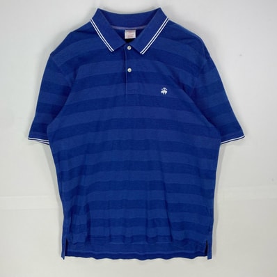 古着 ブルックスブラザーズ Brooks Brothers 半袖シャツ ワンポイント ポロシャツ ショートスリーブ XL ネイビー系 ボーダー メンズ