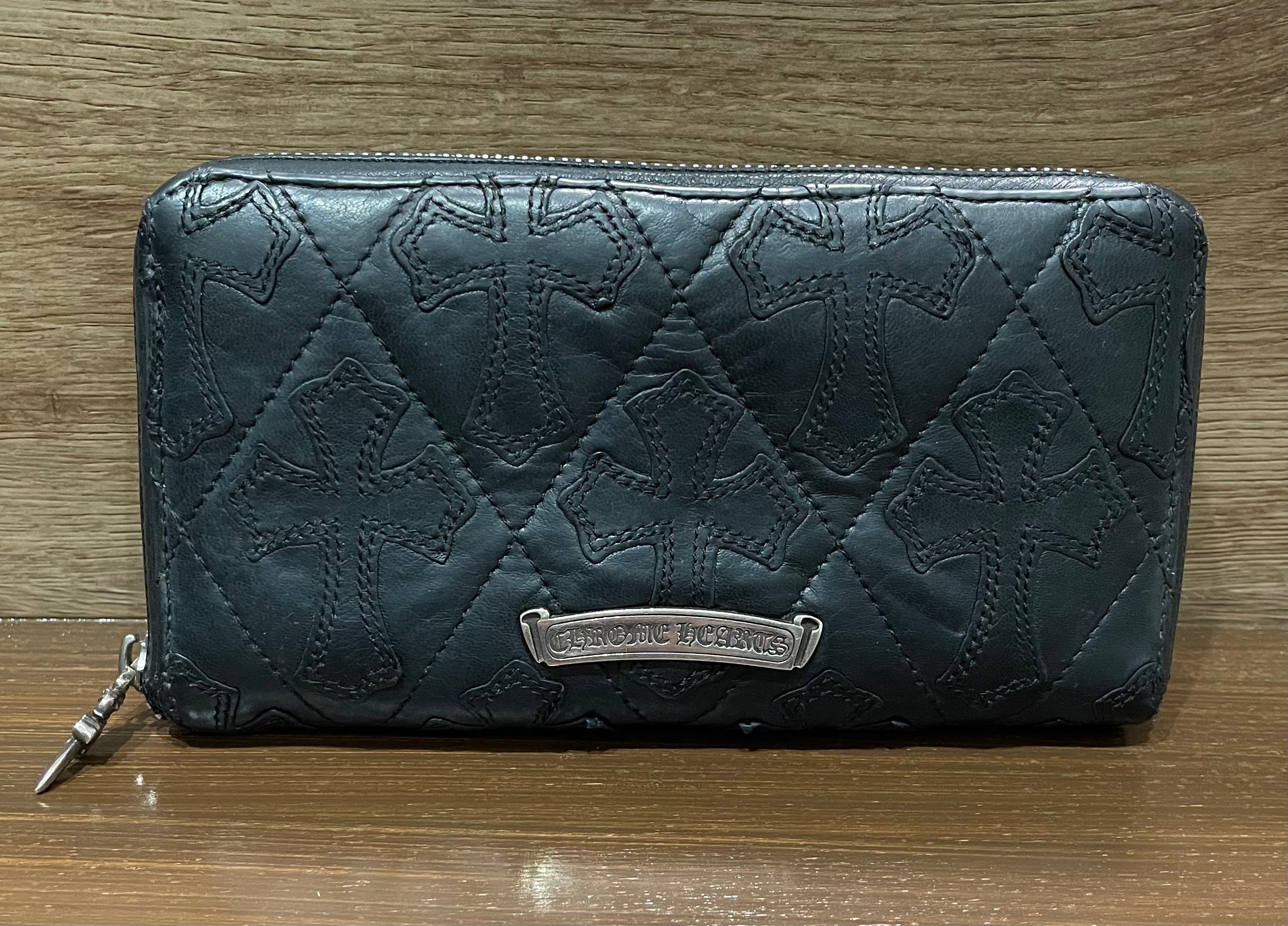 Chrome Hearts REC F Zip Cemetary Quilled Leather Wallet "Black"