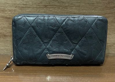 Chrome Hearts REC F Zip Cemetary Quilled Leather Wallet "Black"