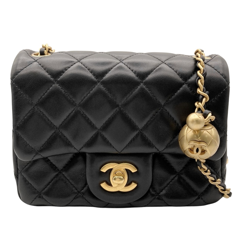 CHANEL シャネル ショルダーバッグ ミニマトラッセ チェーン ターンロック 肩掛け 斜め掛け Mini Matelasse ココマーク AS1786    ブラック 黒 ゴールド金具 レディース【中古品】