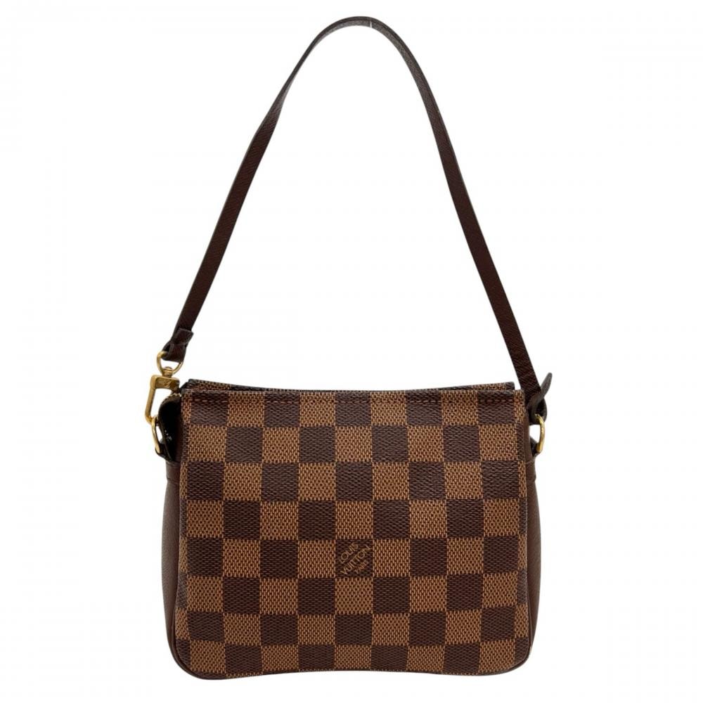 LOUIS VUITTON ルイヴィトン ハンドバッグ ダミエ・エベヌ トゥルース・メイクアップ ポーチ N51982 ダミエキャンバス  レザー   ブラウン 茶 ゴールド金具 レディース【中古品】