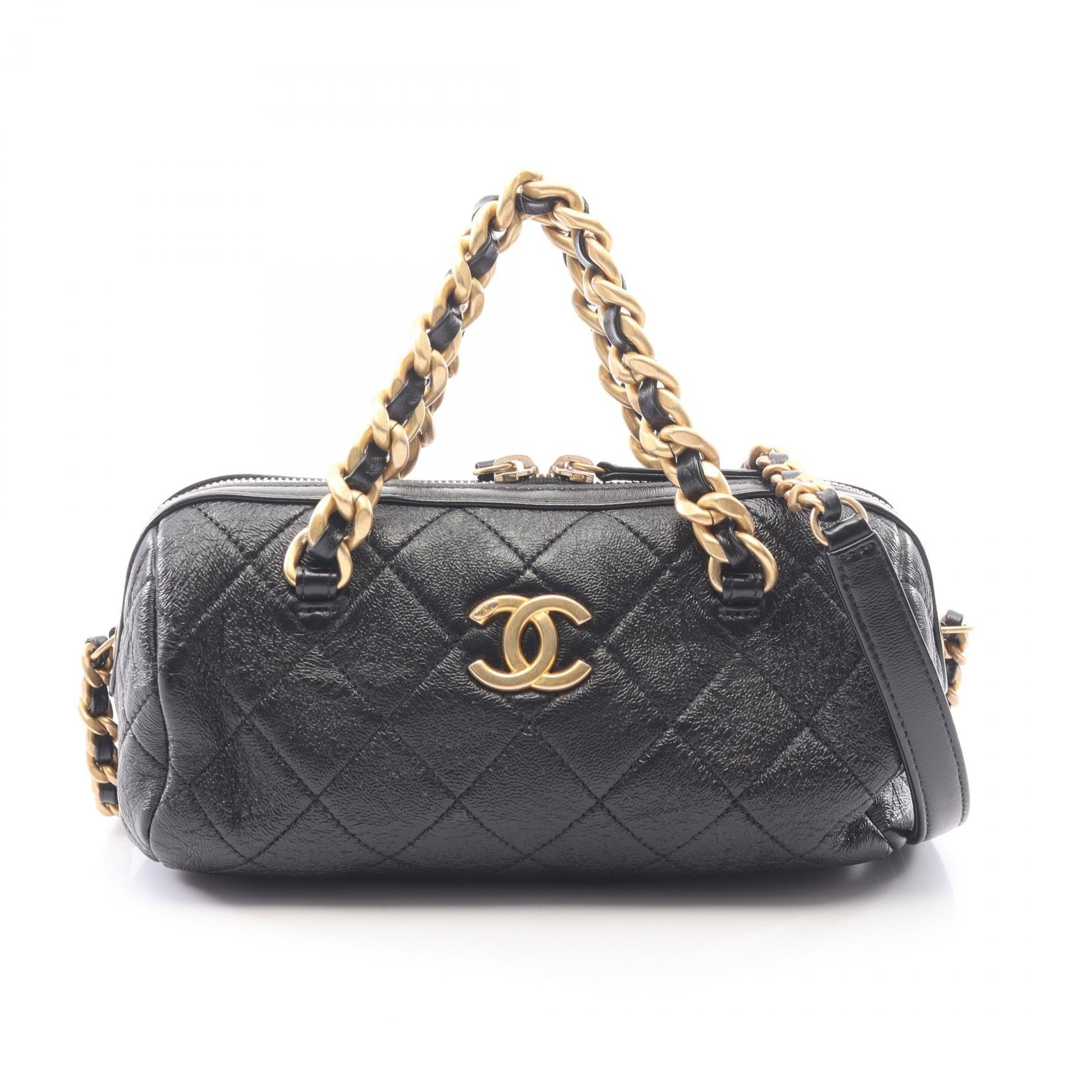 シャネル CHANEL マトラッセ ボーリングバッグ 2WAY ショルダーバッグ バッグ レザー レディース ブラック系 AS1897 【中古】