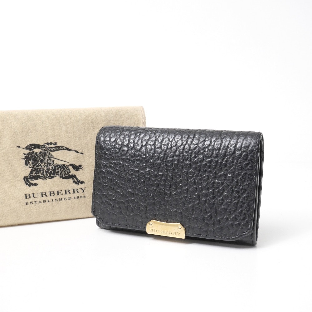 ■美品■BURBERRY バーバリー 二つ折り財布 ロゴプレート レザー ウォレット ブランド古着【中古】20260428/RA9178
