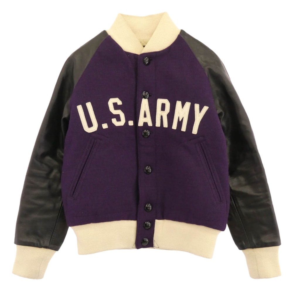 Buzz Rickson's バズリクソンズ スタジャン BR11556 US ARMY ウォームアップ ジャケット 袖革 スタジャン パープル系 ブラック系 S【中古】