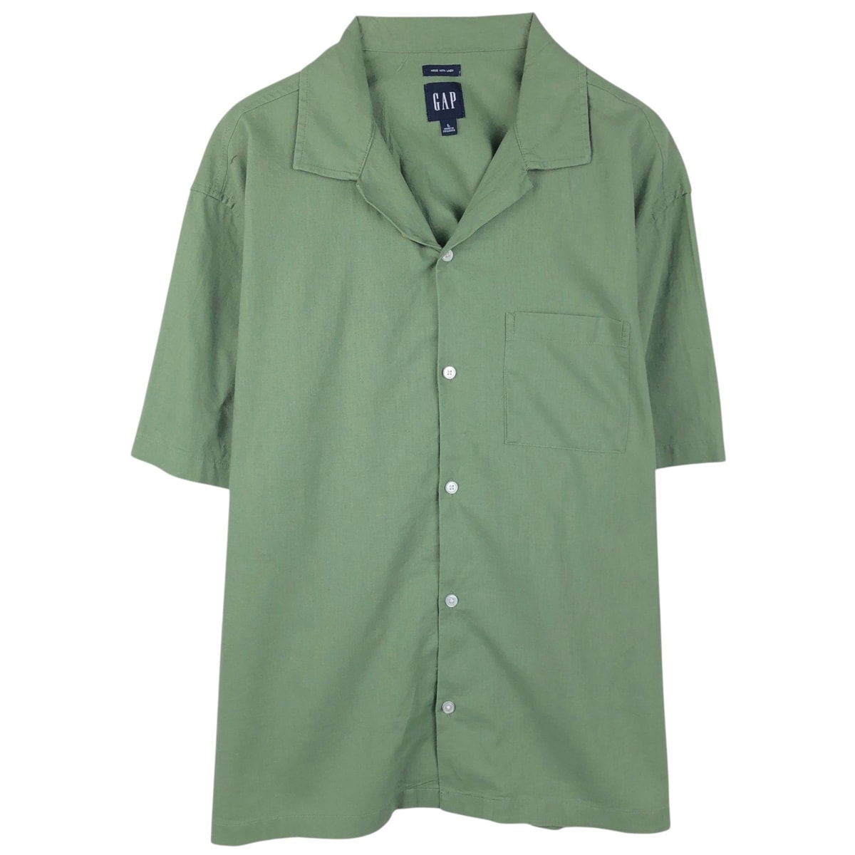 古着 00年代 ギャップ GAP MADE WITH LINEN 半袖 オープンカラー コットン×リネンシャツ ボックスシャツ メンズL相当/eaa655824