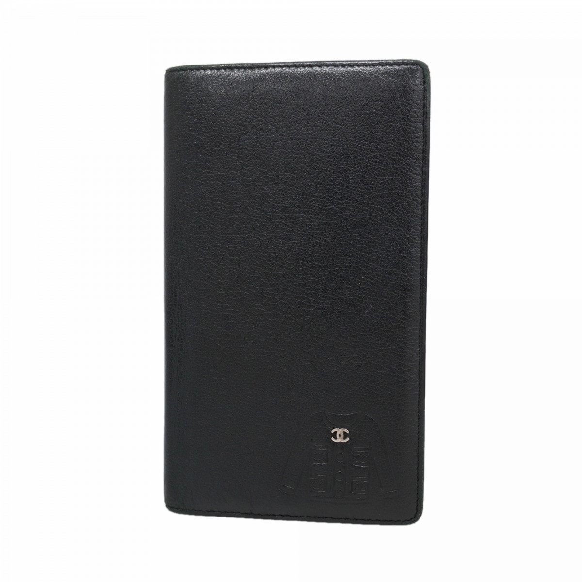 ★SALE【6gb1059-k】シャネル 長財布 ココジャケットモチーフ レザー ブラック シルバー金具【中古】レディース