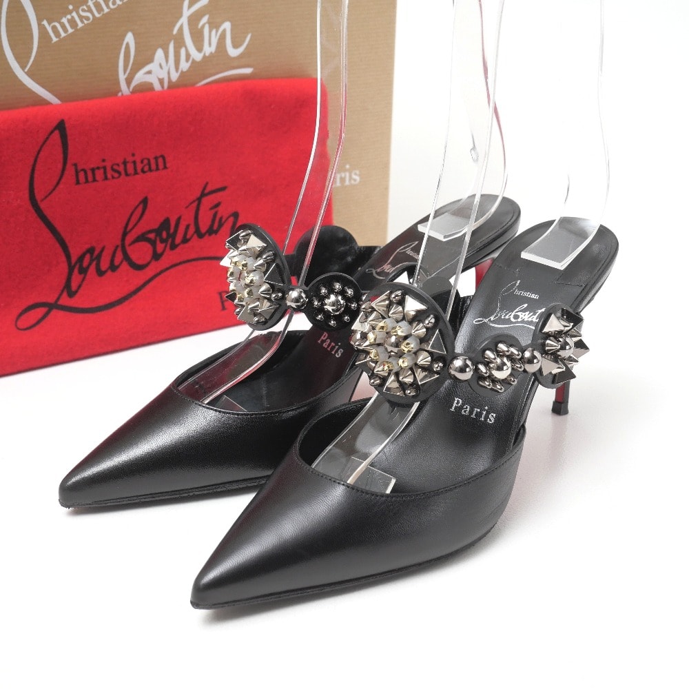 Christian Louboutin クリスチャンルブタン MISS GOLDRA85 サンダル サイズ36 ポインテッドトゥ スタッズ ミュール 靴 イタリア製 ブランド古着【中古】20260917/RB0581