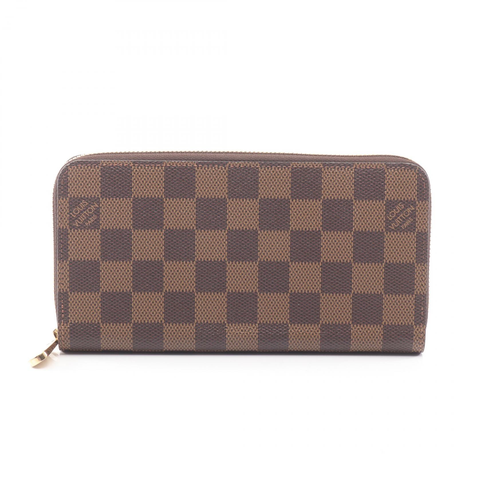 ルイ・ヴィトン LOUIS VUITTON ジッピーウォレット ラウンド長財布 財布 PVCコーティングキャンバス ダミエ エベヌ メンズ レディース ブラウン系 N41661 【中古】