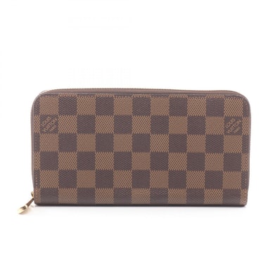 ルイ・ヴィトン LOUIS VUITTON ジッピーウォレット ラウンド長財布 財布 PVCコーティングキャンバス ダミエ エベヌ メンズ レディース ブラウン系 N41661 【中古】