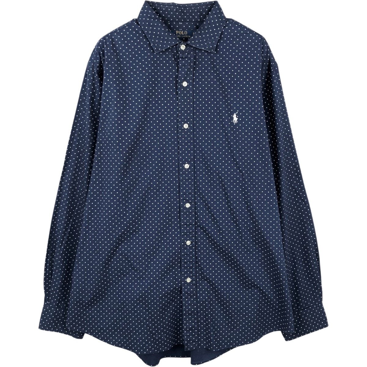 古着 ラルフローレン Ralph Lauren CLASSIC FIT クラシックフィット ドット柄 長袖 コットンシャツ メンズXL相当/eaa662096