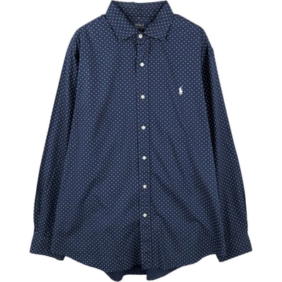 古着 ラルフローレン Ralph Lauren CLASSIC FIT クラシックフィット ドット柄 長袖 コットンシャツ メンズXL相当/eaa662096
