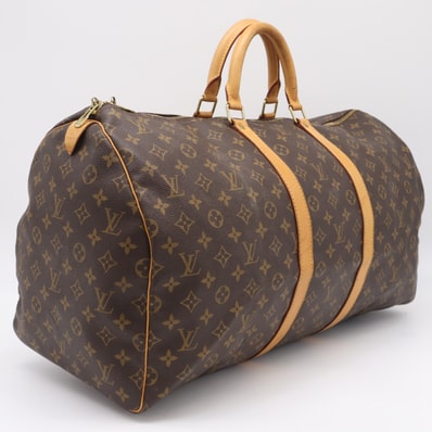 LOUIS VUITTON ルイ・ヴィトン モノグラム キーポル55 M41424 ボストンバッグ ブラウン ベージュ コーティングキャンバス レザー メンズ