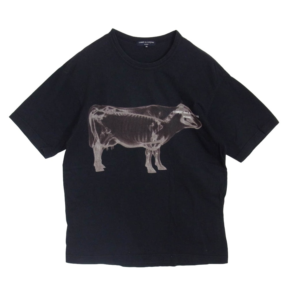 COMME des GARCONS HOMME コムデギャルソンオム 05SS HO-T016 AD2004 アニマルスケルトンプリント 半袖 Tシャツ ブラック系 M【中古】