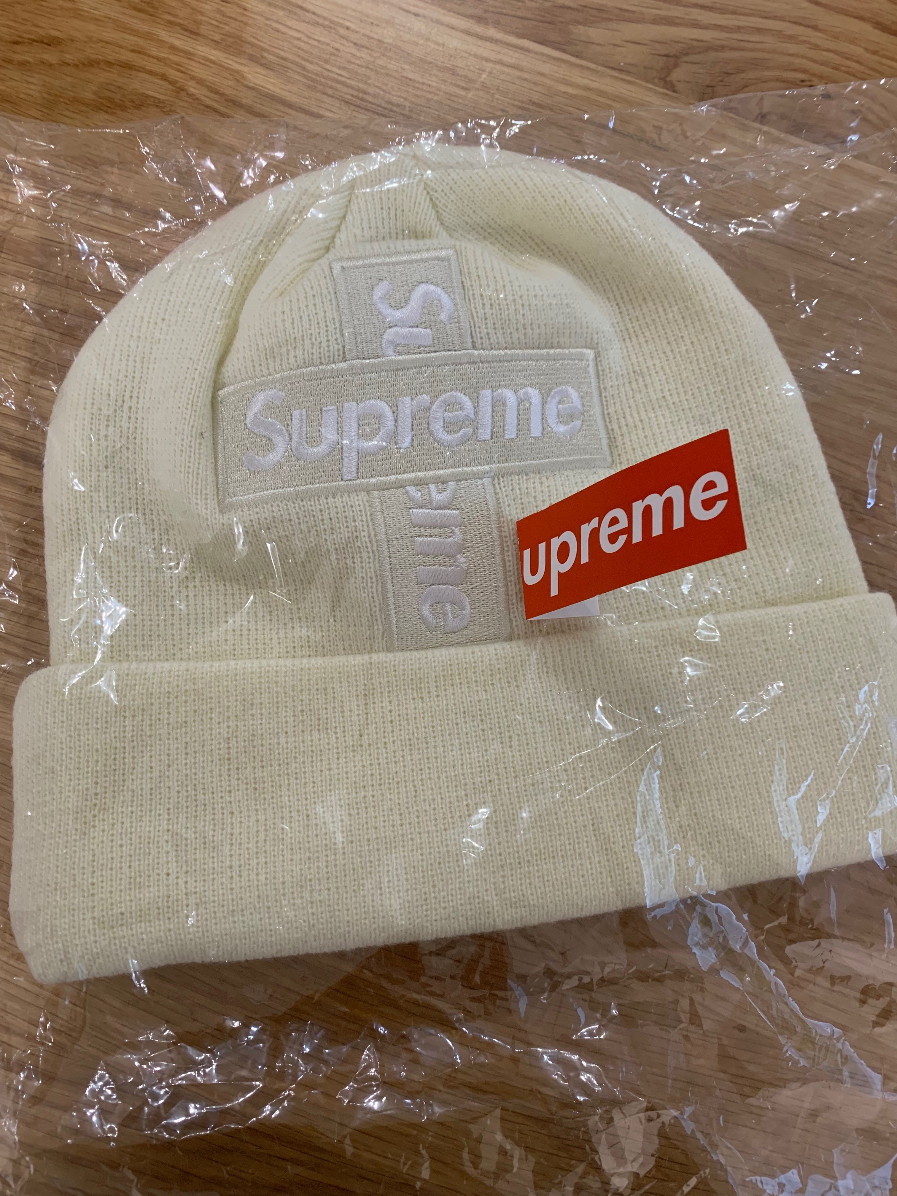 Supreme New Era® Cross Box Logo Beanie "Natural"