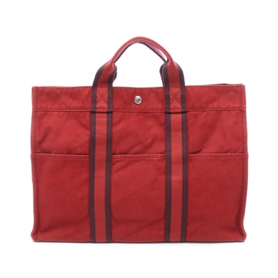 エルメス HERMES フールトゥMM トートバッグ バッグ キャンバス ボルドー レディース レッド系 / ボルドー系 【中古】