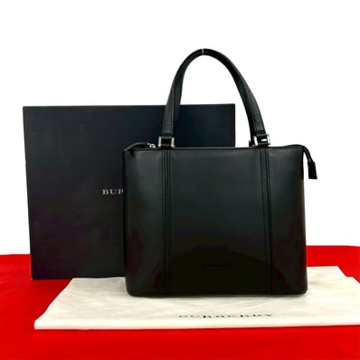 BURBERRY バーバリー ロゴ ノバチェック 柄 レザー ハンドバッグ ブラック
87643