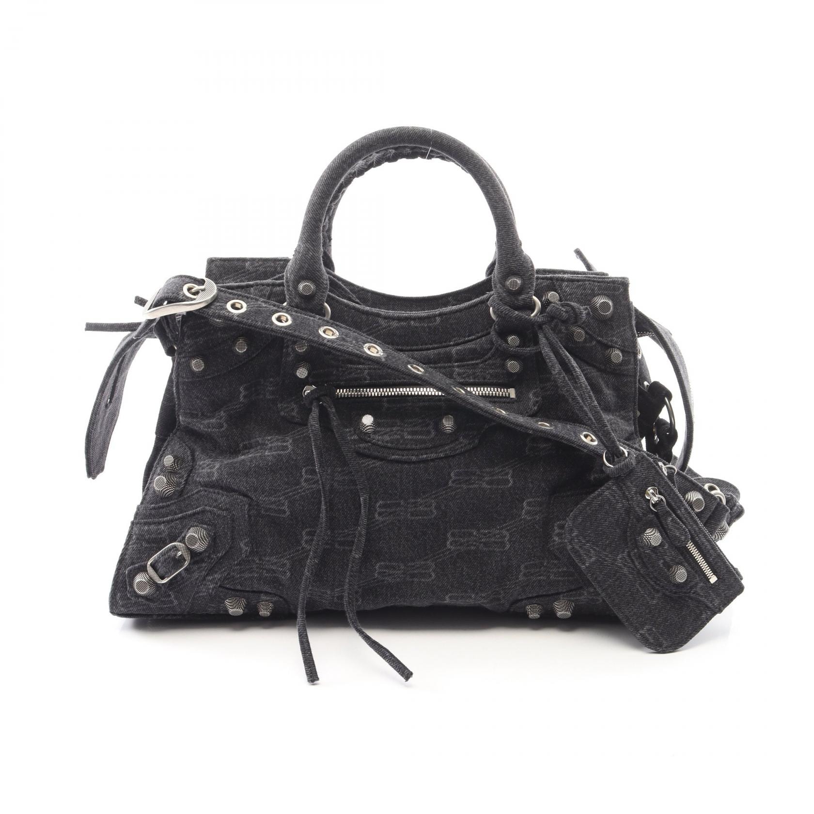 バレンシアガ BALENCIAGA NEO CAGOLE CITY ハンドバッグ バッグ デニム レディース グレー系 【中古】