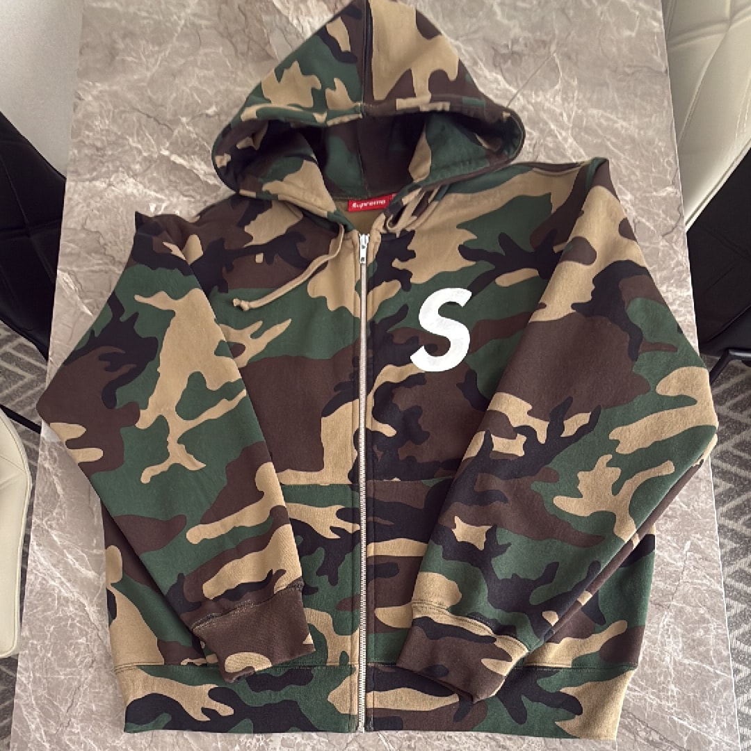 Supreme S Logo Zip Up Hooded Sweatshirt (25FW) "Woodland Camo"