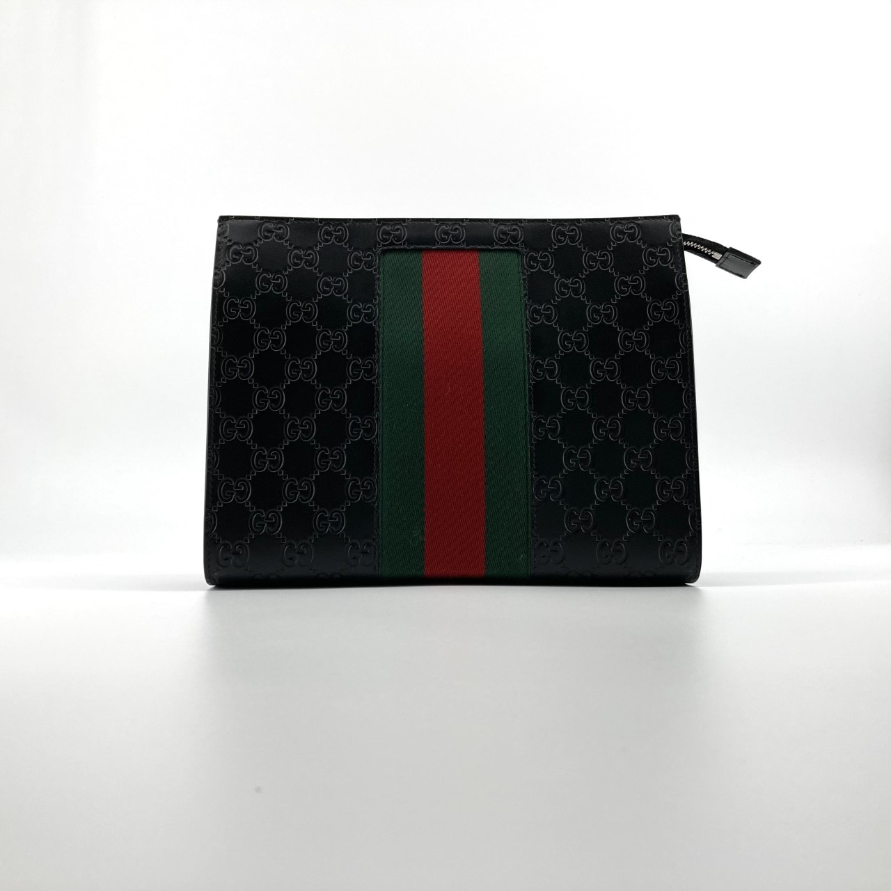 GUCCI(グッチ) オフィディア  グッチシマレザー シェリーライン 475316 クラッチバッグ ブラック×グリーン×レッド