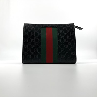 GUCCI(グッチ) オフィディア グッチシマレザー シェリーライン 475316 クラッチバッグ ブラック×グリーン×レッド